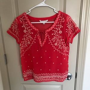 2 for $20 Red embroidered boho crop top